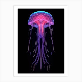 Mauve Stinger Jellyfish Neon Illustration 1 Art Print