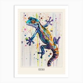 Gecko Colourful Watercolour 2 Poster Art Print
