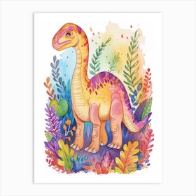 Pastel Rainbow Oviraptor Dinosaur Art Print