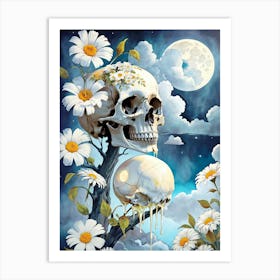 Surrealist Floral Skull Painting (18) Art Print