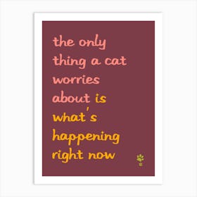 Only Thing A Cat Worries About Is What'S Happening Right Now  Art Print