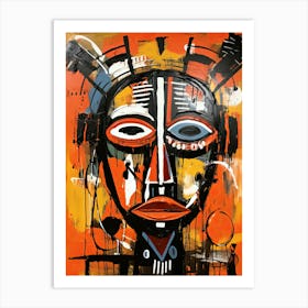 African Mask, Basquiat style Art Print