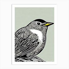 Robin Linocut Bird Art Print