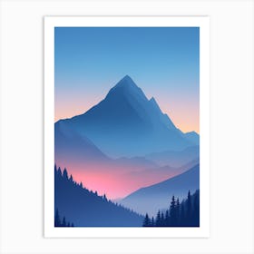 Misty Mountains Vertical Composition In Blue Tone 84 Art Print