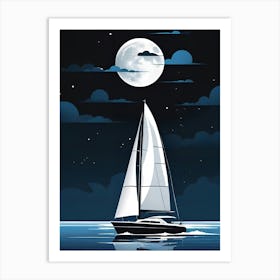 Sailboat At Night Art Print