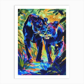 Black Lion Mating Rituals Fauvist Painting 3 Art Print