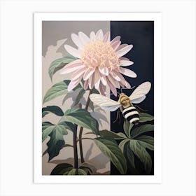 Flower Illustration Bee Balm 1 Art Print