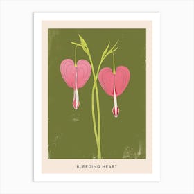 Pink & Green Bleeding Heart 2 Flower Poster Art Print