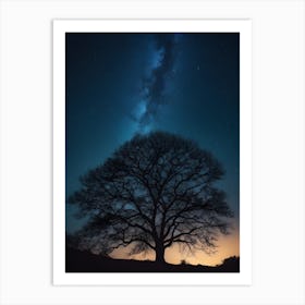 Silhouette Of A big tree Art Print