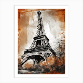 Eiffel Tower Paris France Sketch Drawing Style 5 Art Print