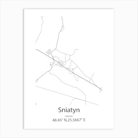 Sniatyn,Ukraine Minimalist Map Art Print