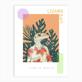 Lizard In A Floral Shirt Modern Colourful Abstract Illustration 5 Poster Art Print