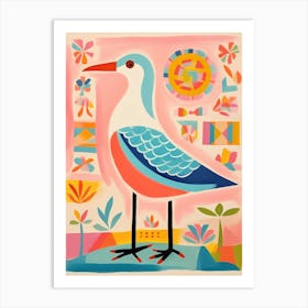 Pink Scandi Seagull 1 Art Print