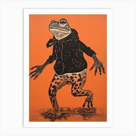 Frog, Woodblock Animal  Drawing 4 Art Print