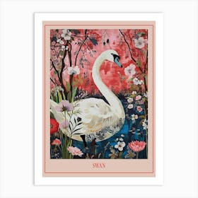 Floral Animal Painting Swan 2 Poster Art Print