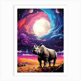 Rhino In Space Art Print