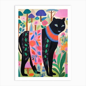 Maximalist Animal Painting Black Panther 1 Art Print
