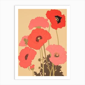 Poppies Flower Big Bold Illustration 4 Art Print