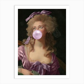 Lavender Lady Blowing A Bubble Art Print