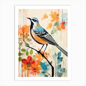 Bird Painting Collage Mockingbird 4 Art Print