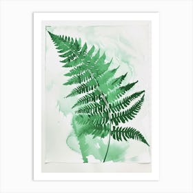 Green Ink Painting Of A Forked Fern 3 Art Print
