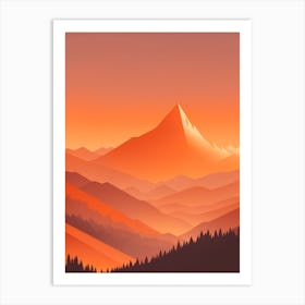 Misty Mountains Vertical Background In Orange Tone 15 Art Print