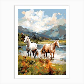 Horses Painting In Lake District, England 3 Art Print
