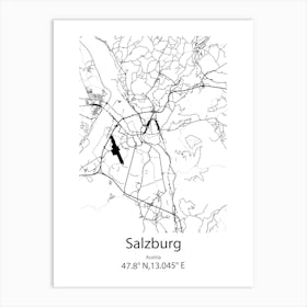 Salzburg,Austria Minimalist Map Art Print