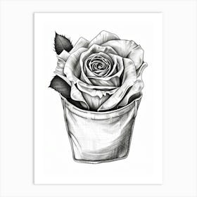 Rose In A Pocket Line Drawing 3 Art Print