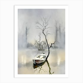 Boat In The Fog Art Print