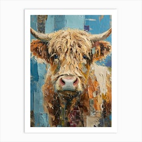Retro Highland Cow Collage 1 Art Print