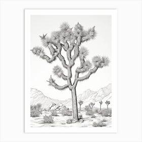  Detailed Drawing Of A Joshua Tree At Dawn In Desert 2 Art Print