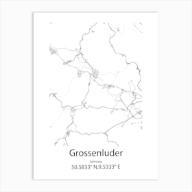 Grossenluder,Germany Minimalist Map Art Print