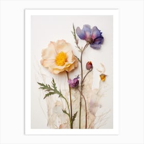 Pressed Flower Botanical Art Everlasting Flower 1 Art Print