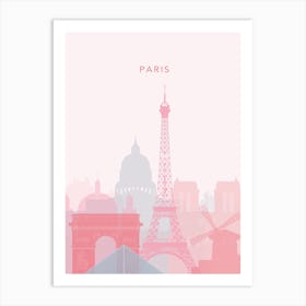 Pink And Blue Paris Skyline Art Print