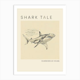 Vintage Hammerhead Shark Illustration 1 Poster Art Print