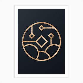 Abstract Geometric Gold Glyph on Dark Teal n.0069 Art Print