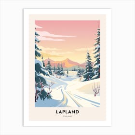 Vintage Winter Travel Poster Lapland Finland 5 Art Print