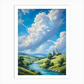 Cumulus Clouds Billowing Gentle Giants Against A Backdrop Of Vivid Azure Sky Tower Over A Varied (6) 1 Art Print