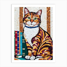 Cat On Books 1 Art Print