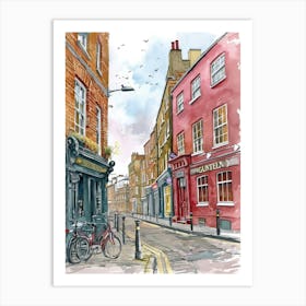 Southwark London Borough   Street Watercolour 1 Art Print