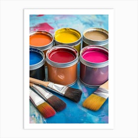 Tin Cans With Paint And Brushes 1 Art Print