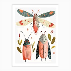 Colourful Insect Illustration Leafhopper 2 Art Print