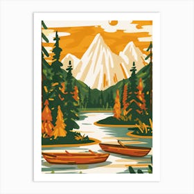 Canoes On The River Art Print