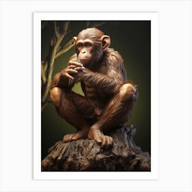 Thinker Monkey Statue 2 Art Print