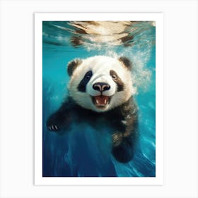 Cute Baby Panda Bear Underwater Art Print