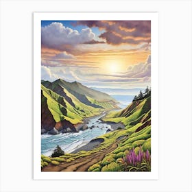 Sunset On The Coast Art Print