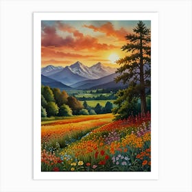 Sunset In The Meadow 11 Art Print