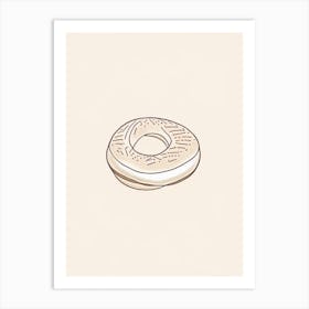 Breakfast Bagel Minimalist Line 1 Art Print