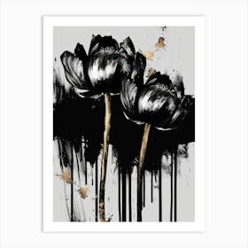 Black And Gold Tulips Art Print